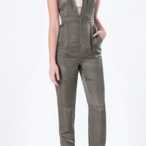 BEBE Satin Green Pants Jumpsuit